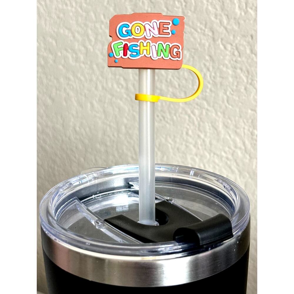 Gone Fishing-Straw Topper-Qty1 Pack-Fits Starbucks/Stanley Cup Straws